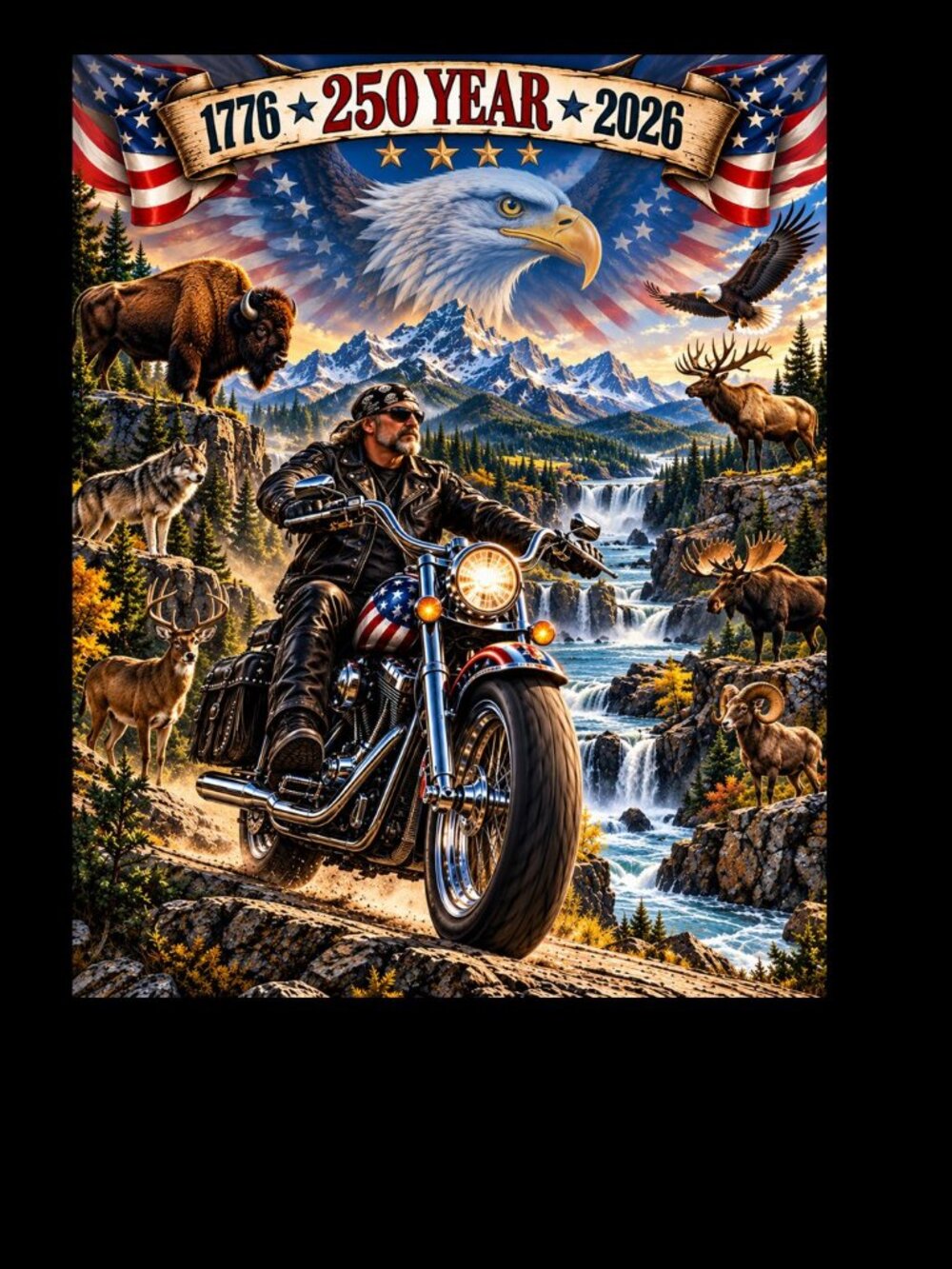 Motorcycle T Shirt Art 250 Years 100% U.S. cotton. Yarn count: 30/1. Narrow widt